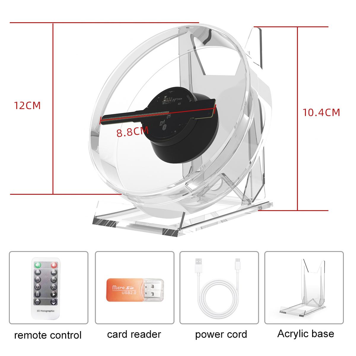 3d Holographic Advertising Lights LED Desktop Model Fan Screen With Audio Playback With Transparent Cover Holographic Fan - Image 4