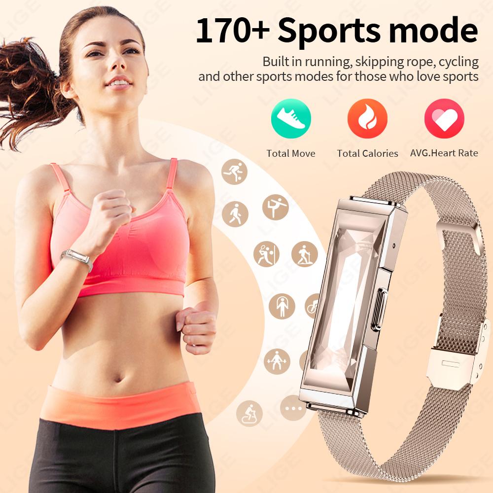 LIGE Smart Jewellery Bracelet Call Reminder Heart Rate Sleep Sports Fitness Tracker Pedometer Smart Watch Fashion Ladies Gift